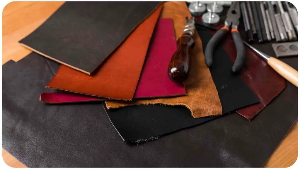 several different types of leather are laid out on a table